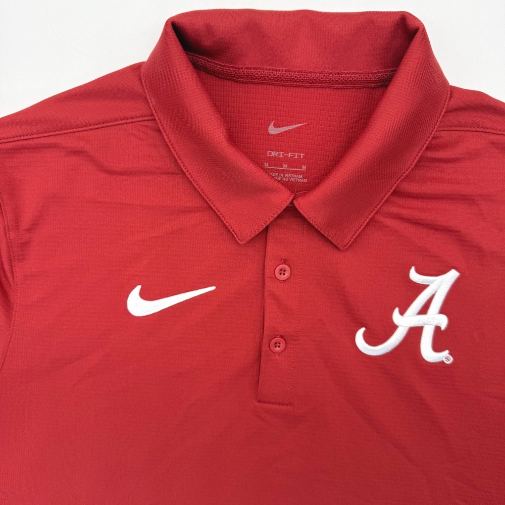 Nike Polo Shirt Men Medium Red Alabama Crimson Tide Dri-FIT NKNB-69W Athletic